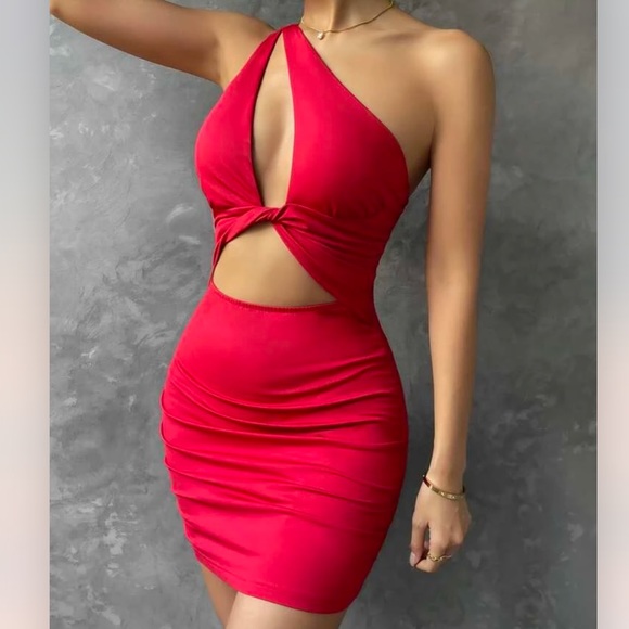 Cut out twist one shoulder bodycon dress - Picture 2 of 6